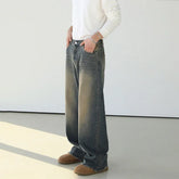Hearujoy Washed Jeans Men's Loose Korean Style Fashion Straight Leg Pants Casual Male Trousers Zipper Summer 9C4993
